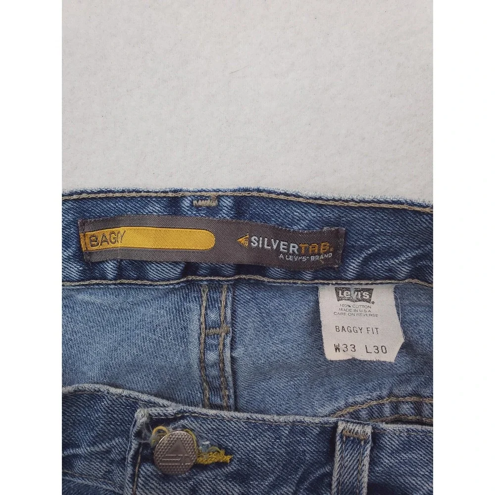 Vintage Levis Silvertab Baggy Jeans Mens 33x30 Blue Relaxed Tapered USA Made 90s